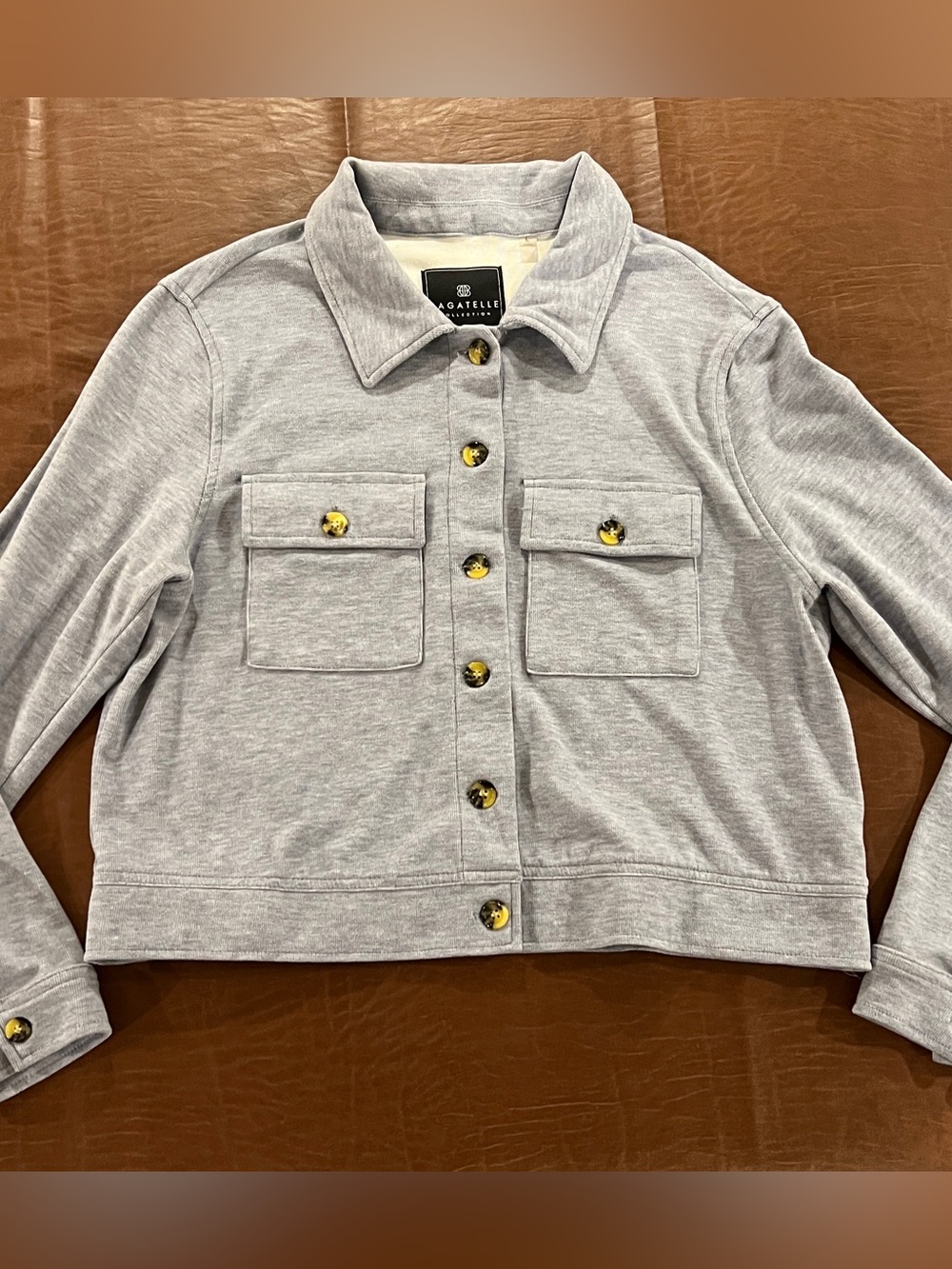 Bagatelle Collection Women’s Light Gray Knit Shacket - Large